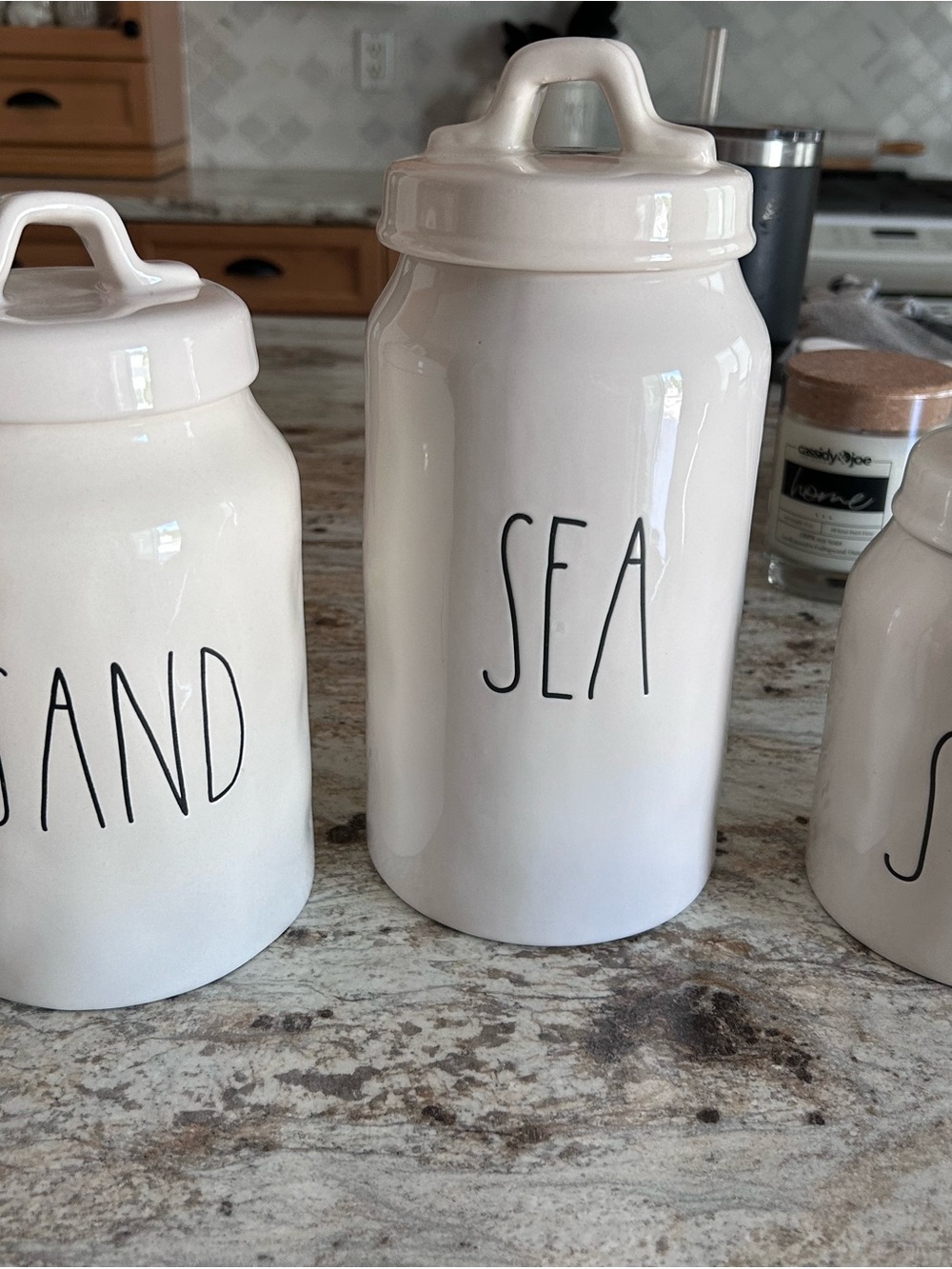 Rae Dunn White Ceramic "SEA SAND SURF Canisters